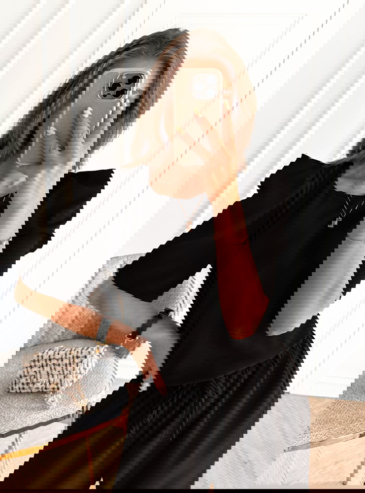 Czarny komplet bluzka i szerokie...