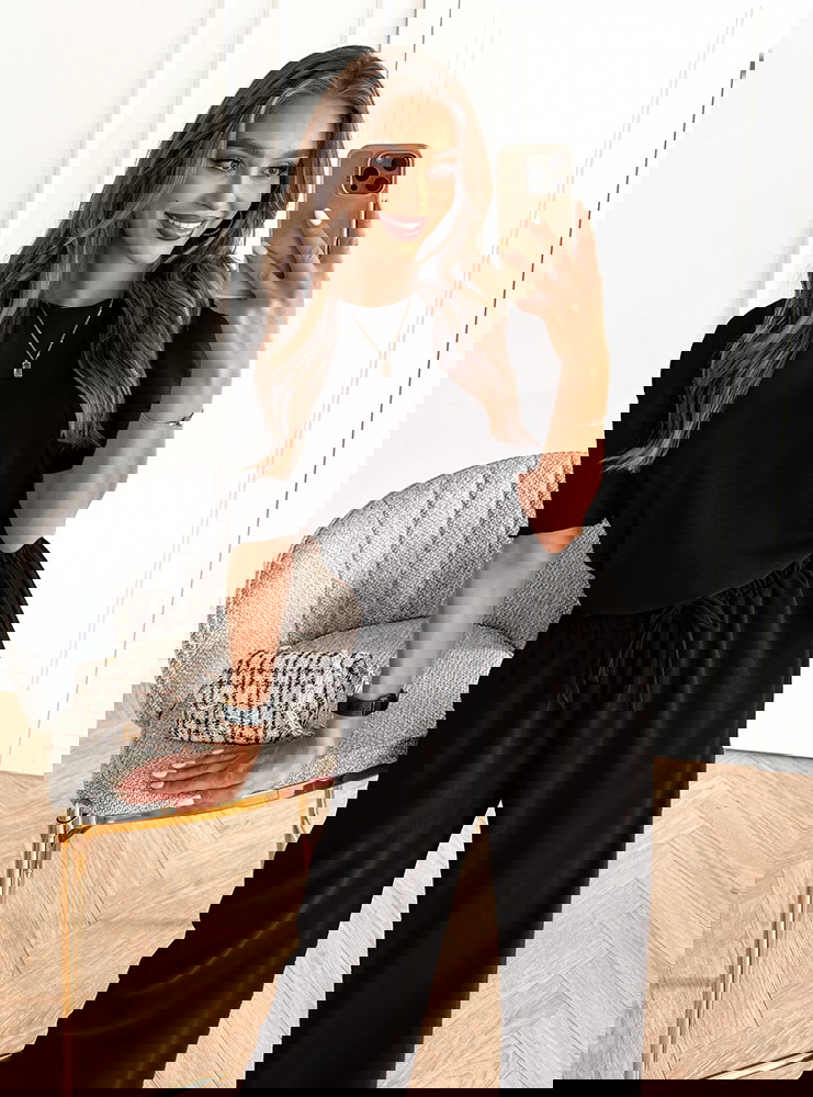 Czarny komplet bluzka i szerokie...