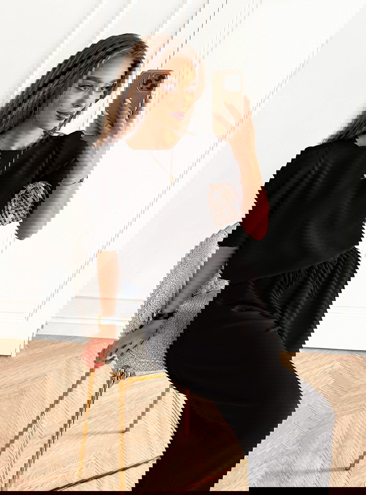 Czarny komplet bluzka i szerokie...