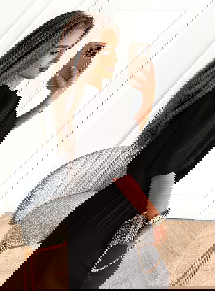 Czarny komplet bluzka i szerokie...