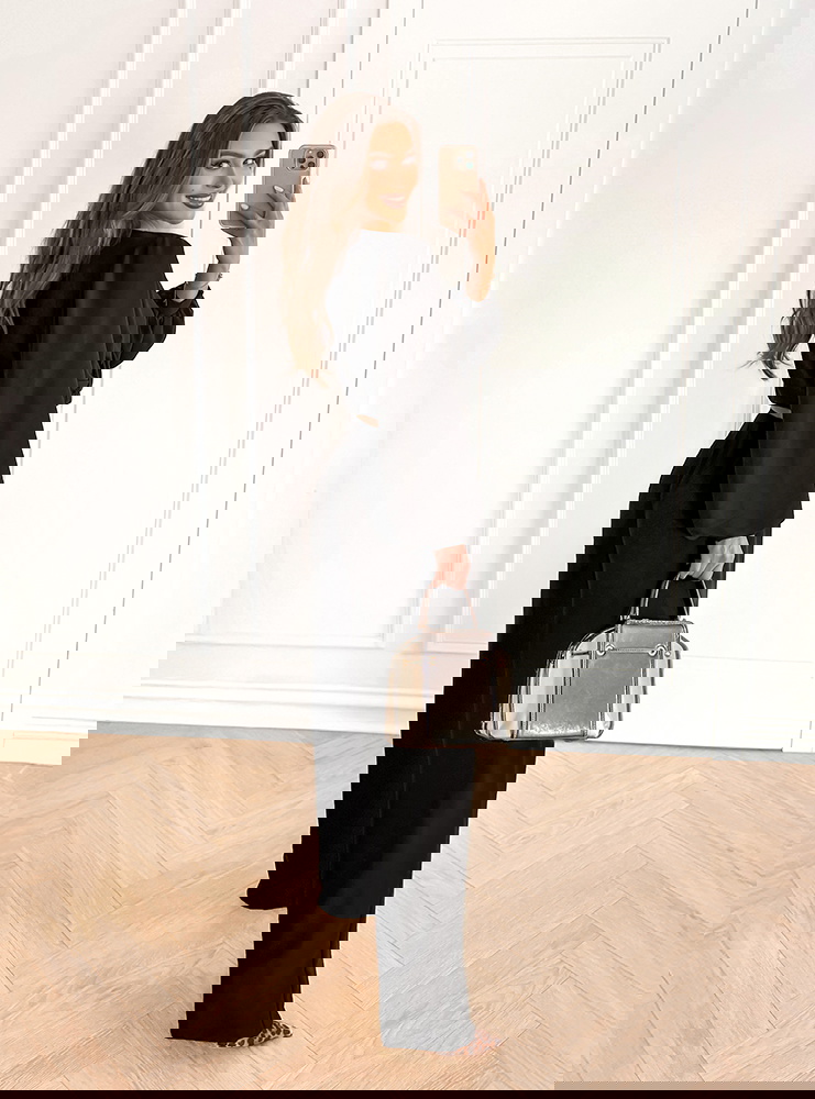 Czekoladowy komplet top z bufiastymi...