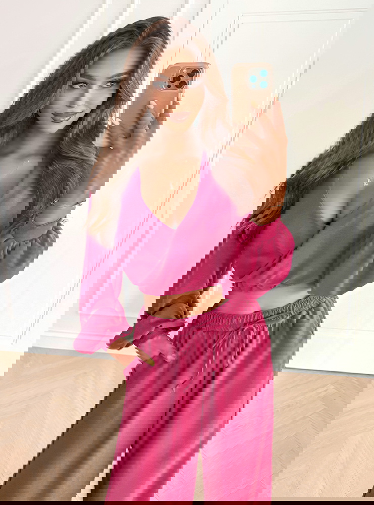 Komplet top z bufiastymi rękawami i...