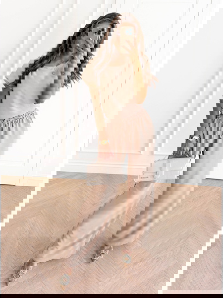 Beżowy komplet bluzka z... 2