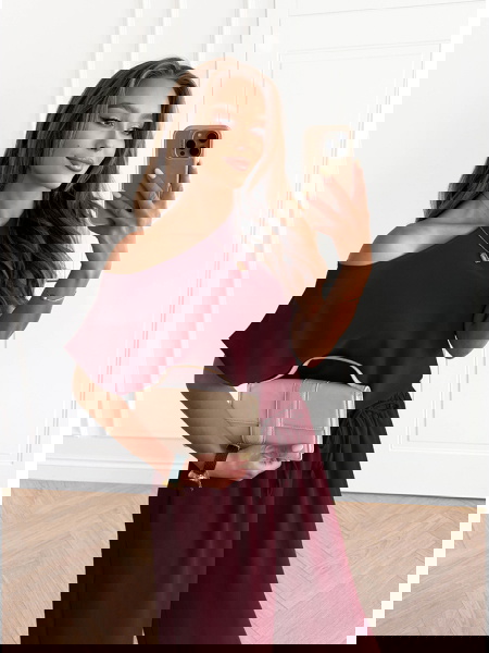 Bordowy komplet bluzka z...