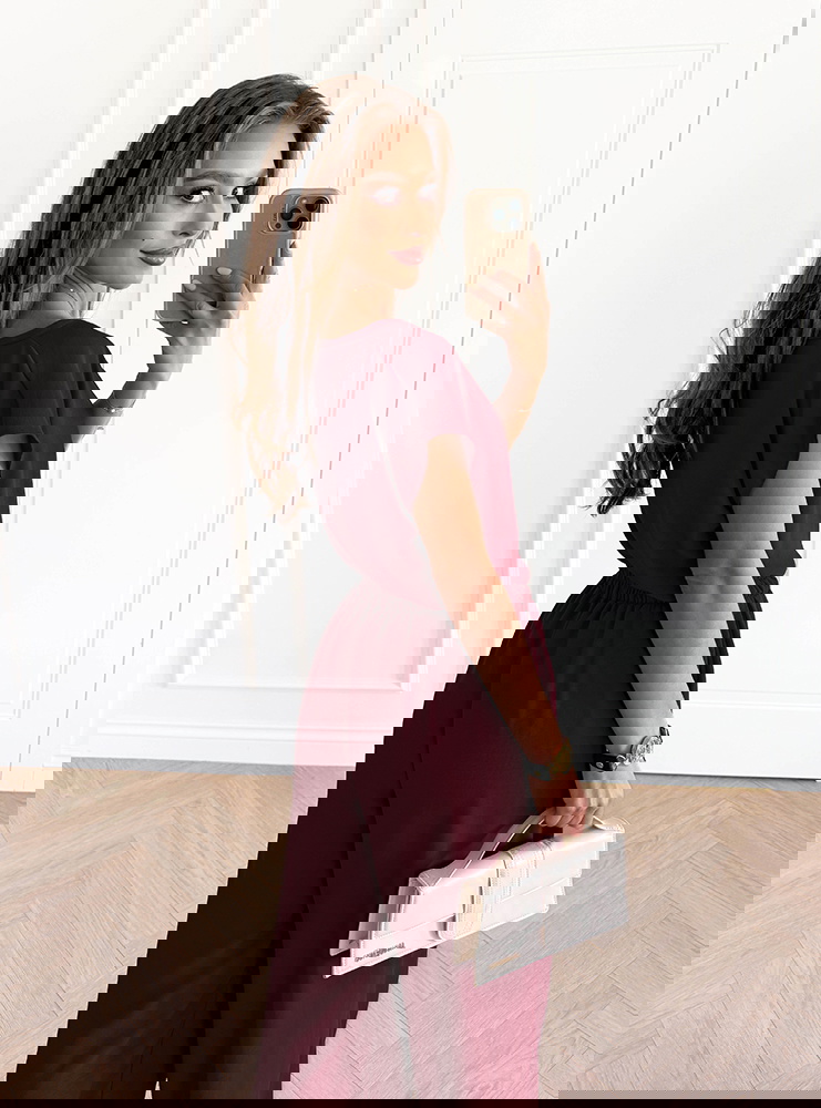 Bordowy komplet bluzka z krótkim...