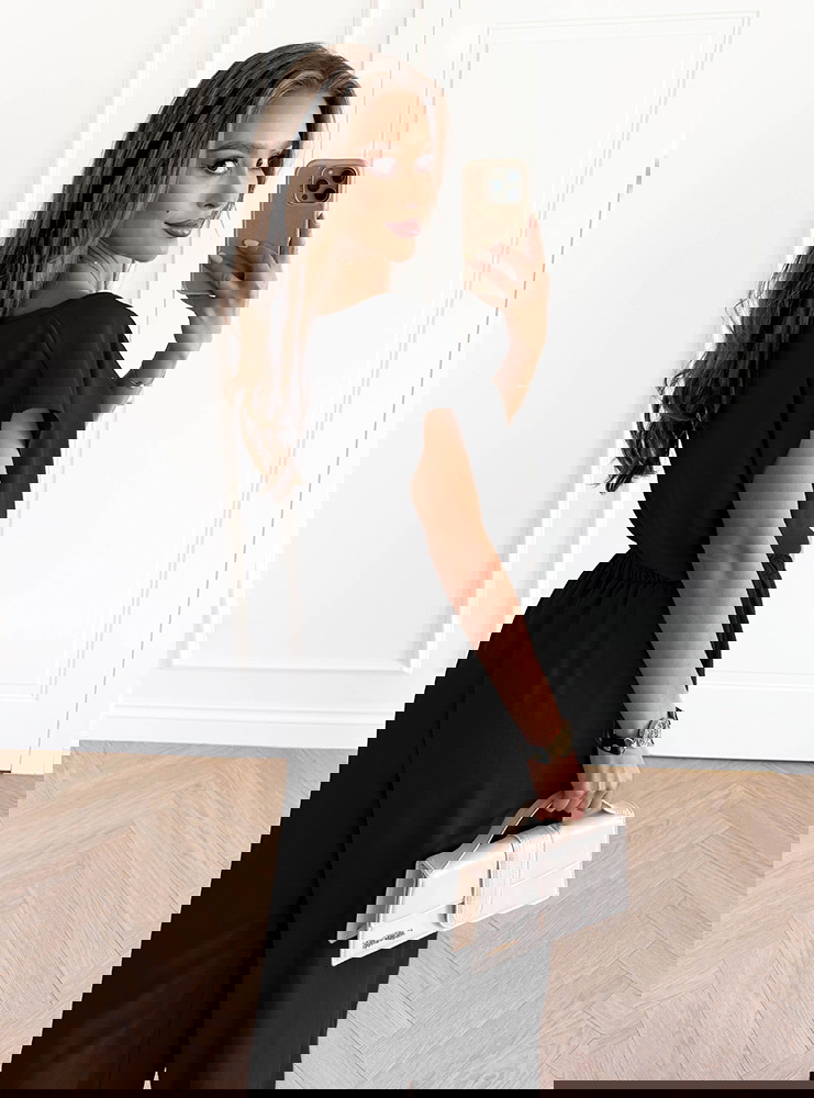 Czarny komplet bluzka z krótkim...