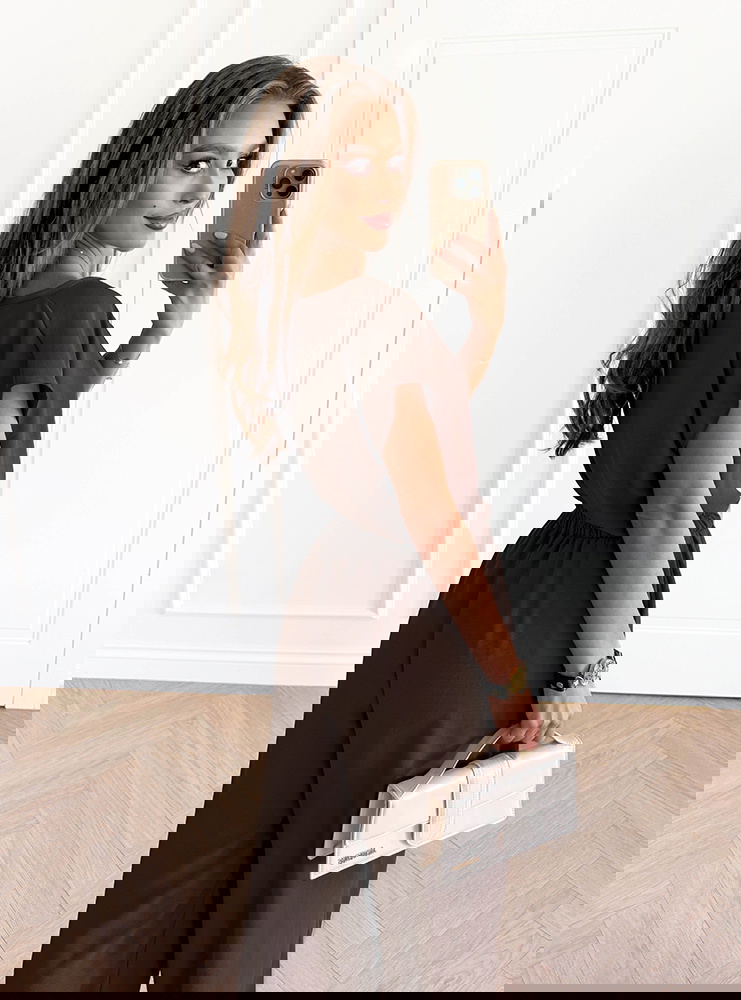 Czekoladowy komplet bluzka z krótkim...