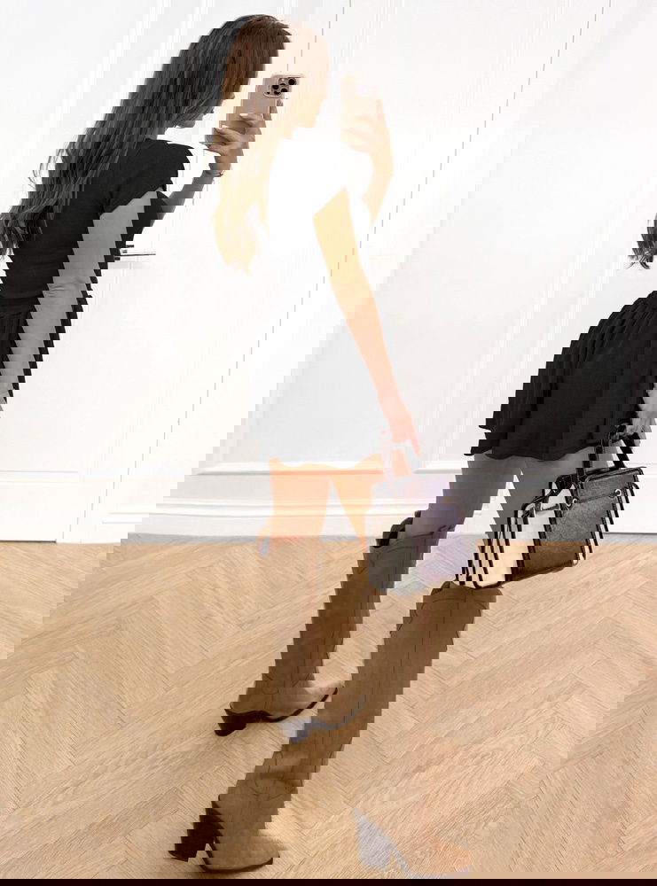 Czarny komplet prążkowany bluzka i...