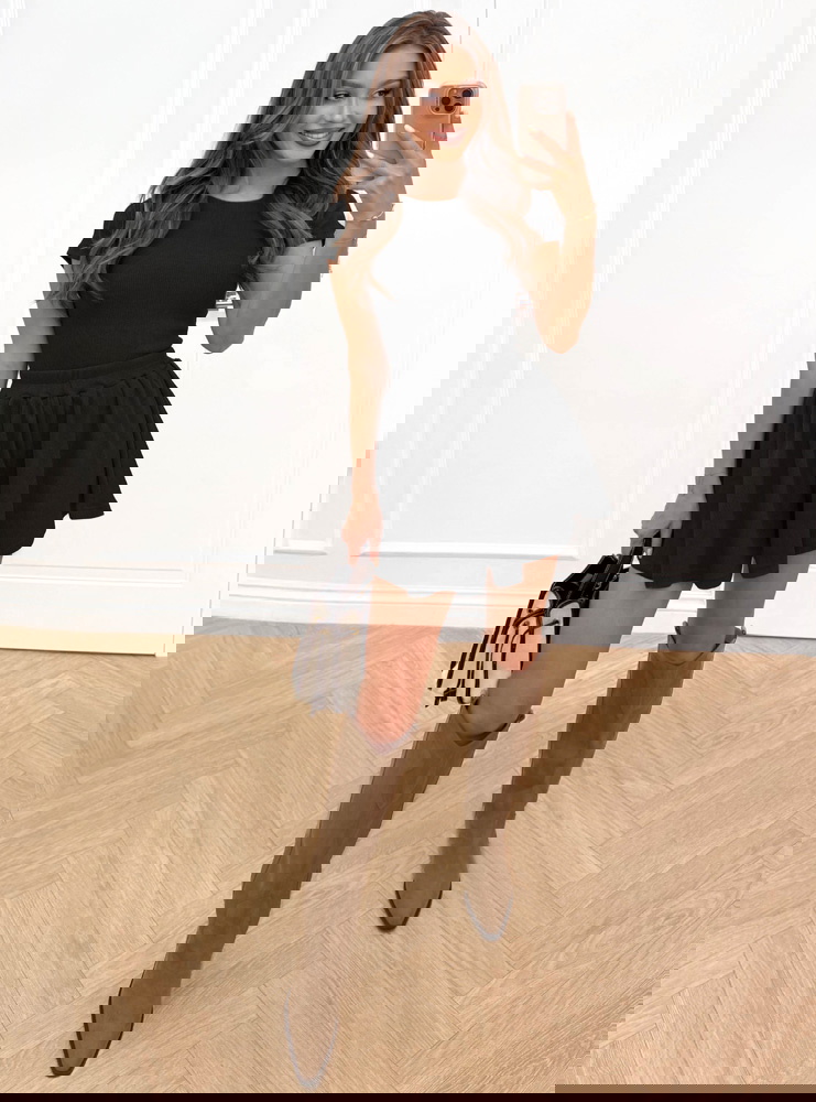 Czarny komplet prążkowany bluzka i...