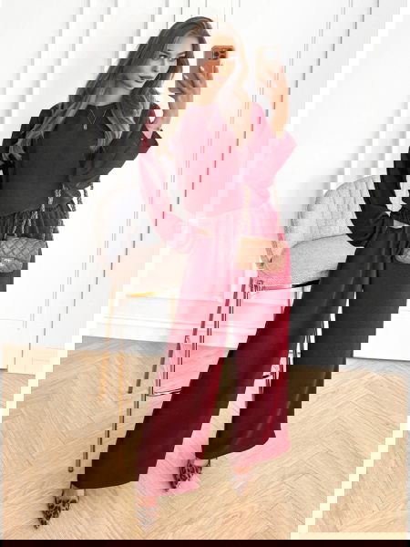 Bordowy komplet bluzka i...