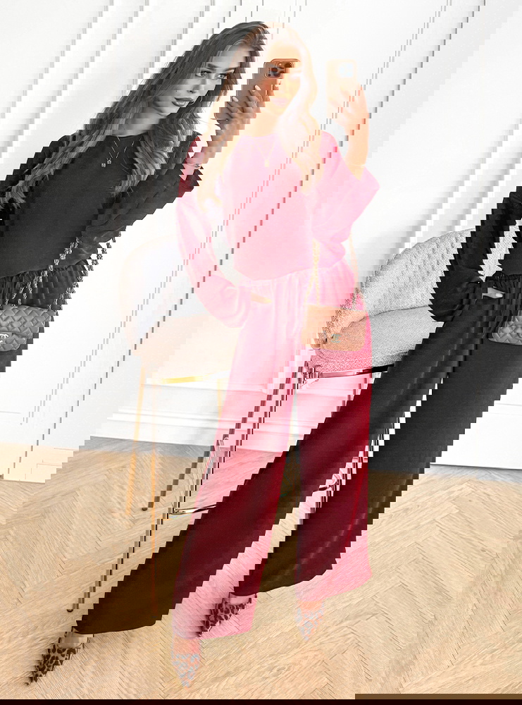 Bordowy komplet bluzka i spodnie Zimmia