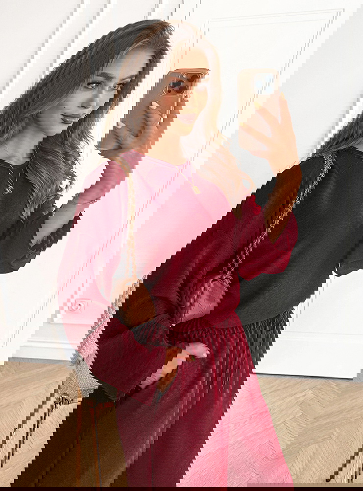 Bordowy komplet bluzka i spodnie Zimmia