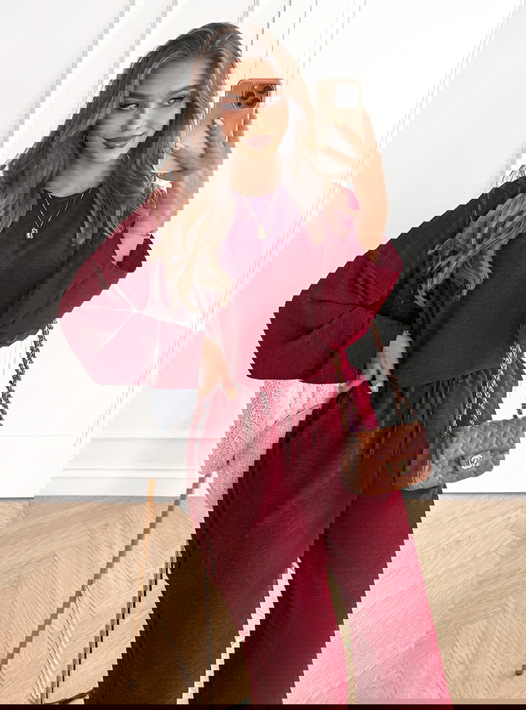 Bordowy komplet bluzka i spodnie Zimmia