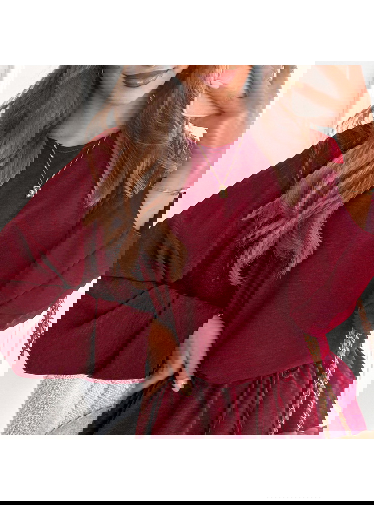 Bordowy komplet bluzka i spodnie Zimmia