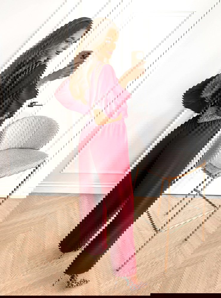 Bordowy komplet bluzka i spodnie Zimmia