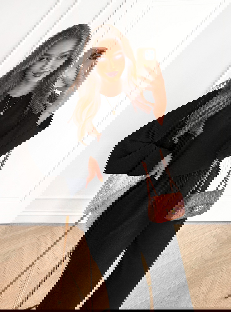 Czarny komplet bluzka i spodnie Zimmia