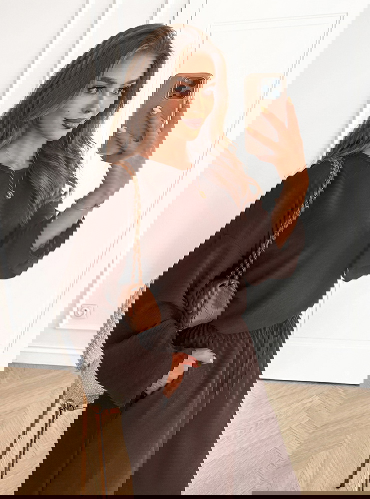 Czekoladowy komplet bluzka i spodnie...