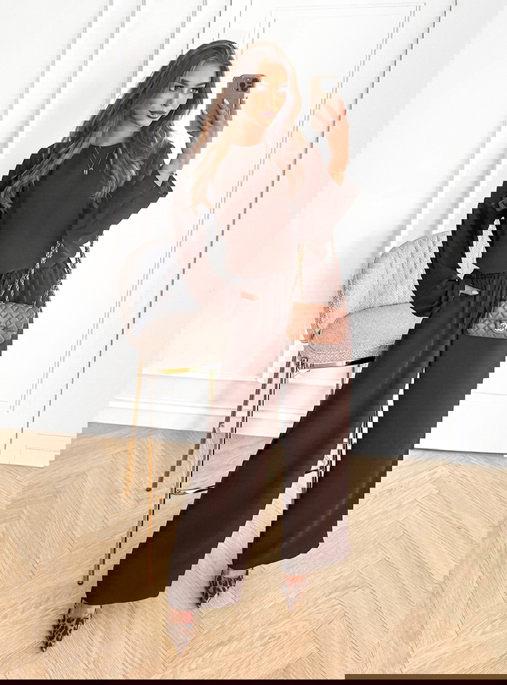 Czekoladowy komplet bluzka i spodnie...