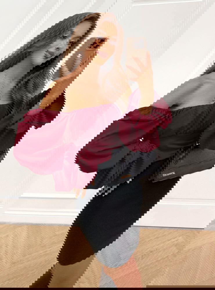 Bordowa bluzka typu hiszpanka Rebevra