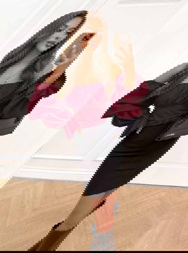 Bordowa bluzka typu hiszpanka Rebevra