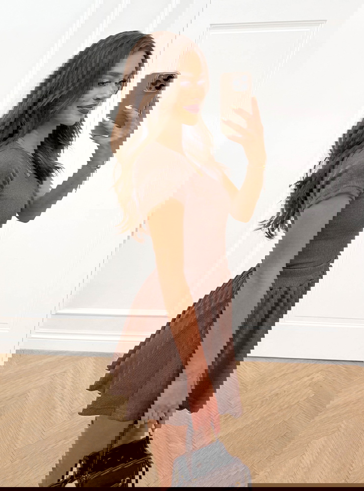 Komplet prążkowany bluzka i szerokie...