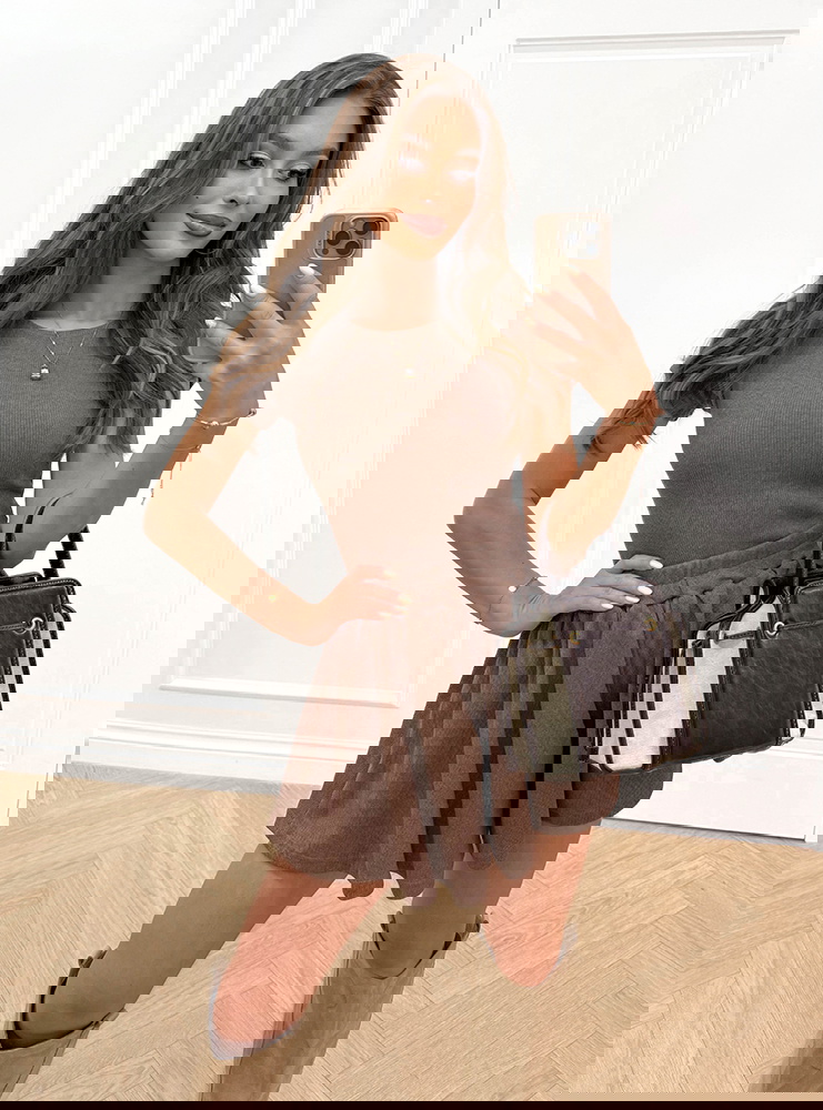 Komplet prążkowany bluzka i szerokie...