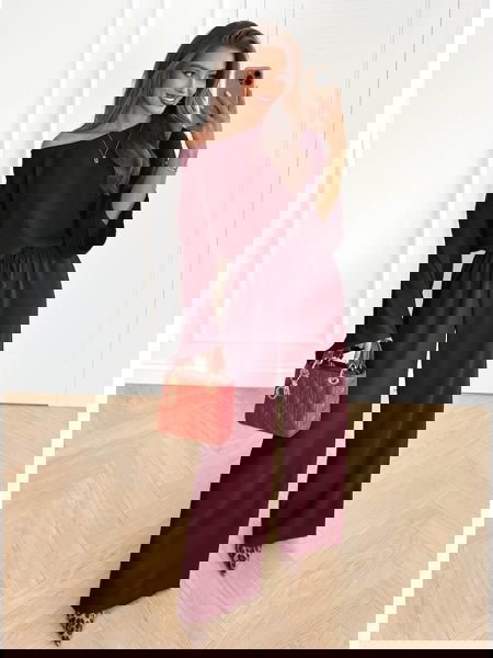 Bordowy komplet koszulka i... 2