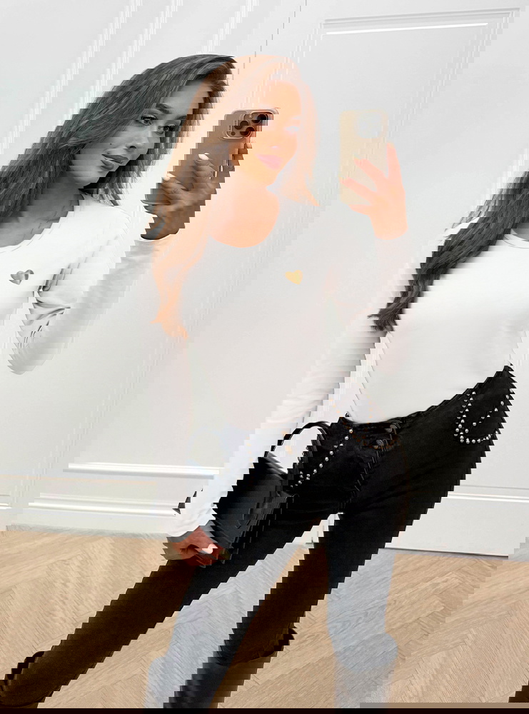 Biała koszulka na długi rękaw z...