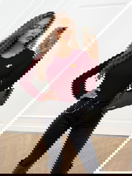 Bordowa koszulka na długi...