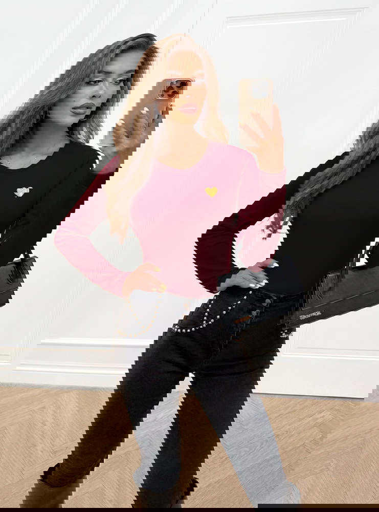 Bordowa koszulka na długi rękaw z...