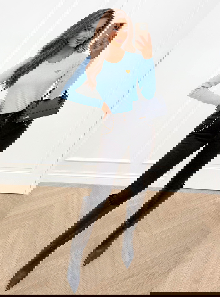 Błękitna koszulka na długi rękaw z...