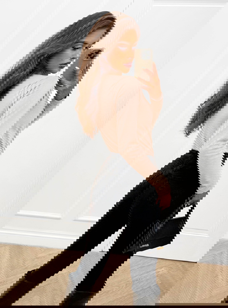 Jasnobeżowa koszulka na długi rękaw z...