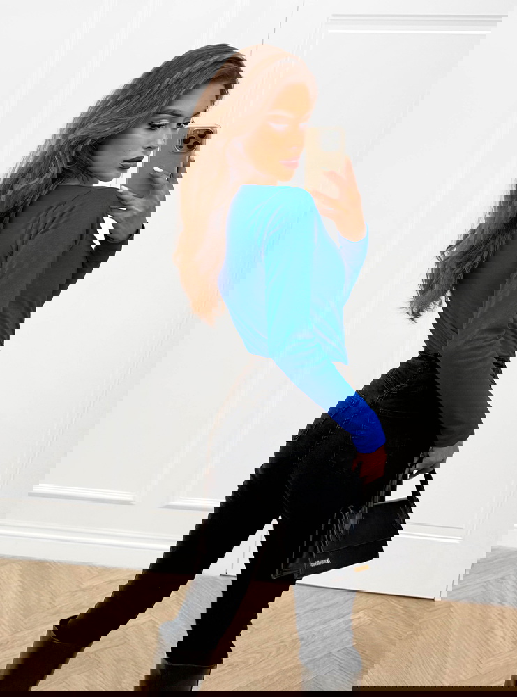 Chabrowa koszulka na długi rękaw z...