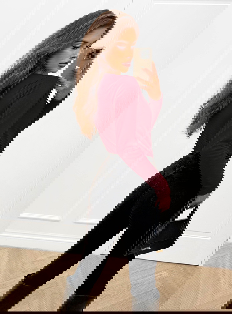 Bordowa koszulka na długi rękaw z...