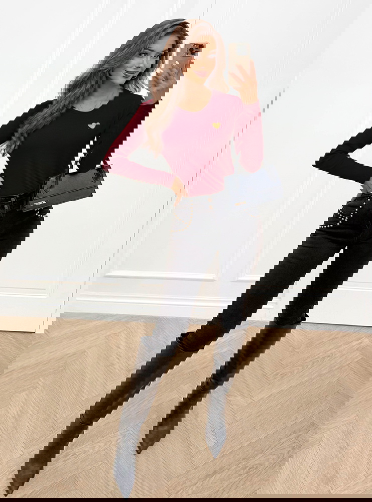 Bordowa koszulka na długi rękaw z...