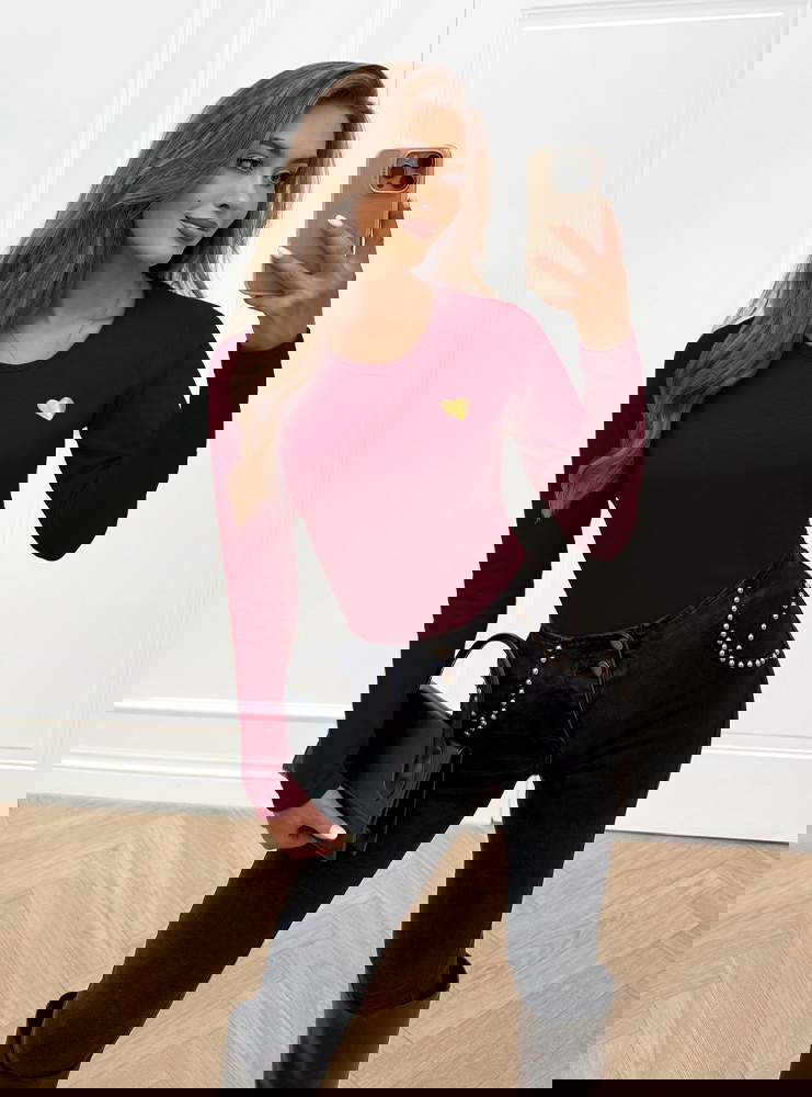 Bordowa koszulka na długi rękaw z...