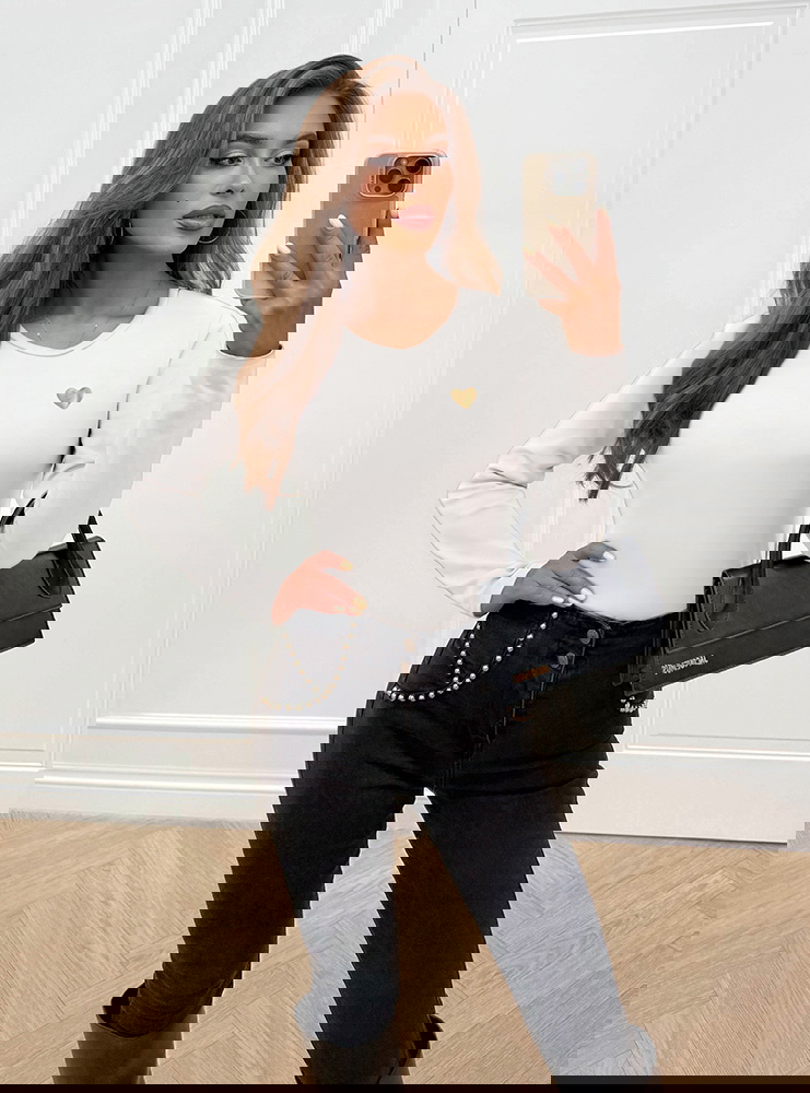 Biała koszulka na długi rękaw z...