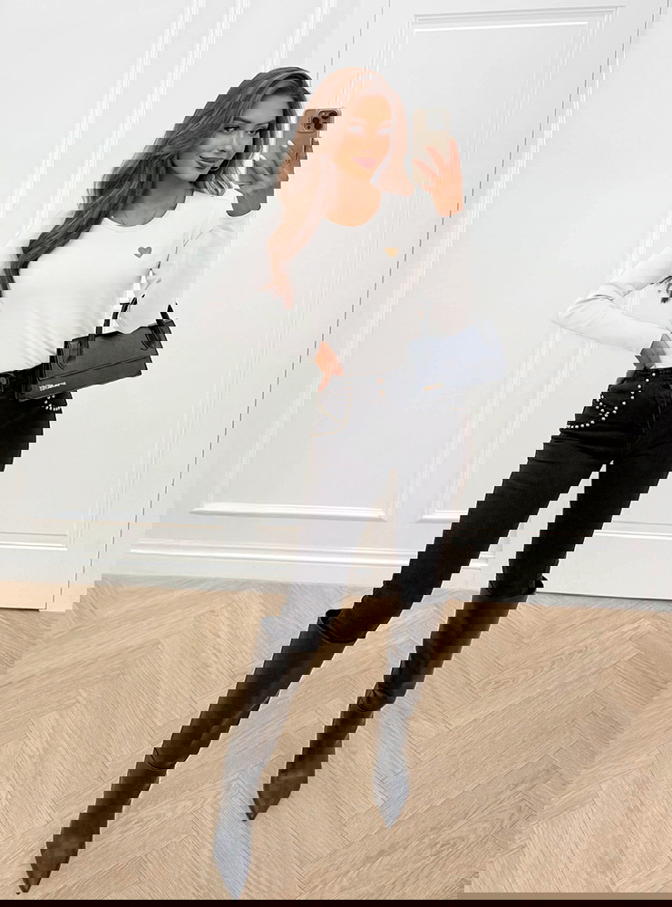 Biała koszulka na długi rękaw z...