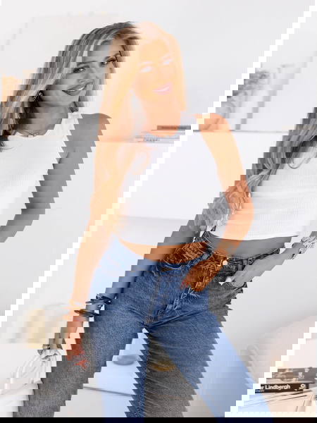 Biały prążkowany top na...