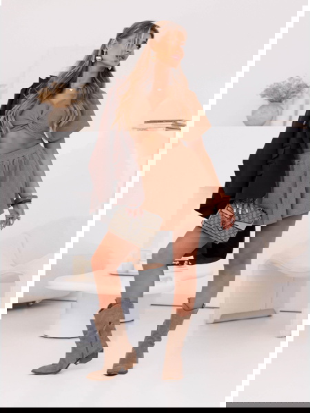 Beżowy komplet prążkowany... 2