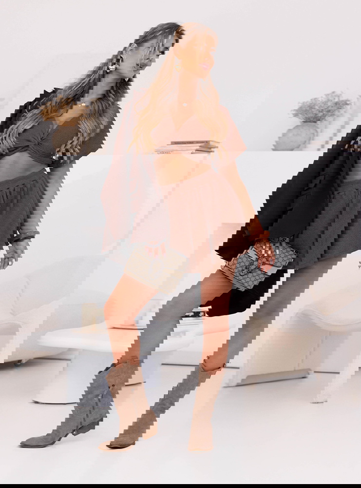 Komplet prążkowany top i szerokie...