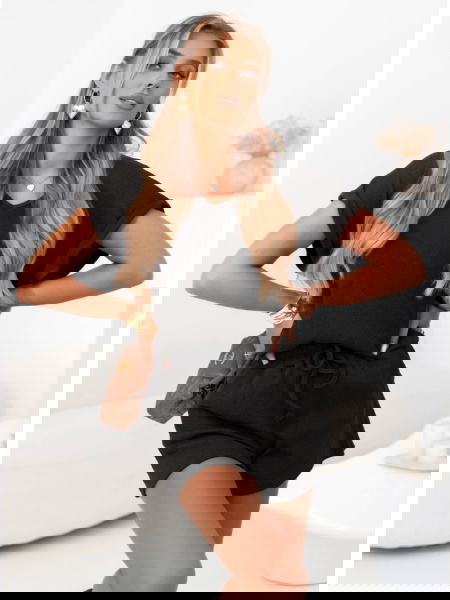 Czarny prążkowany komplet... 2