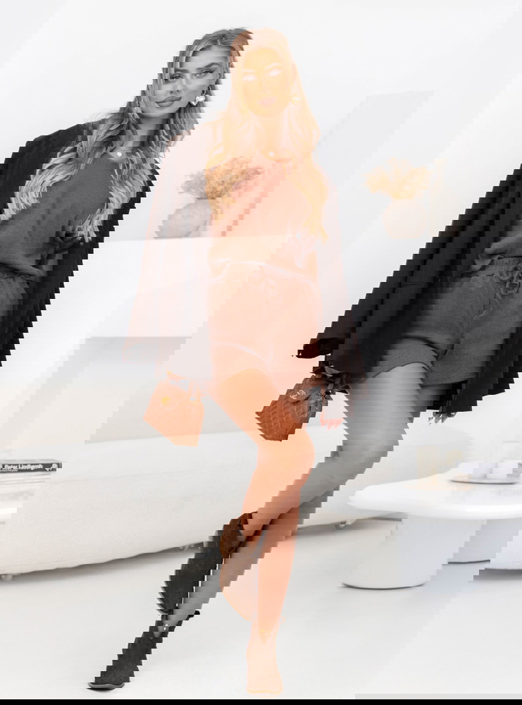 Prążkowany komplet top i spodenki z...