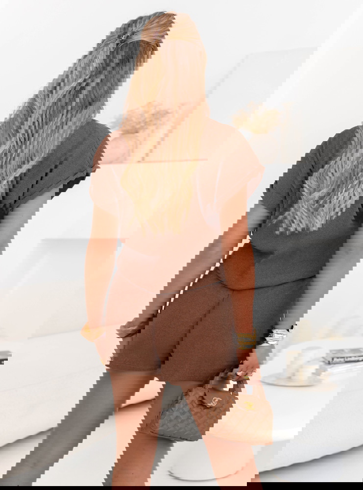 Prążkowany komplet top i spodenki z...