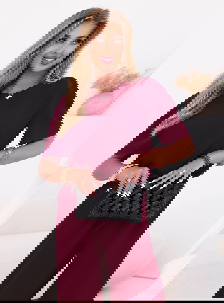 Bordowy komplet bluzka i szerokie...