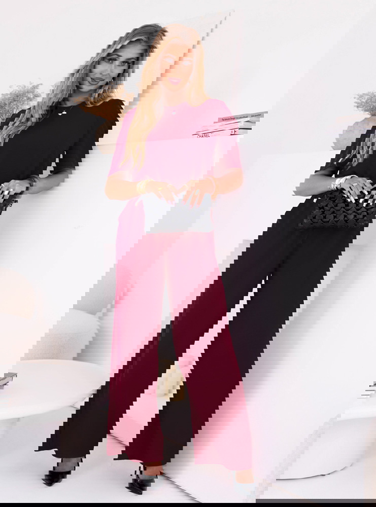 Bordowy komplet bluzka i szerokie...