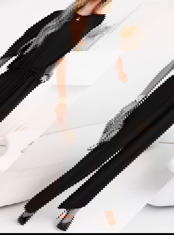 Czarny komplet bluzka i szerokie...