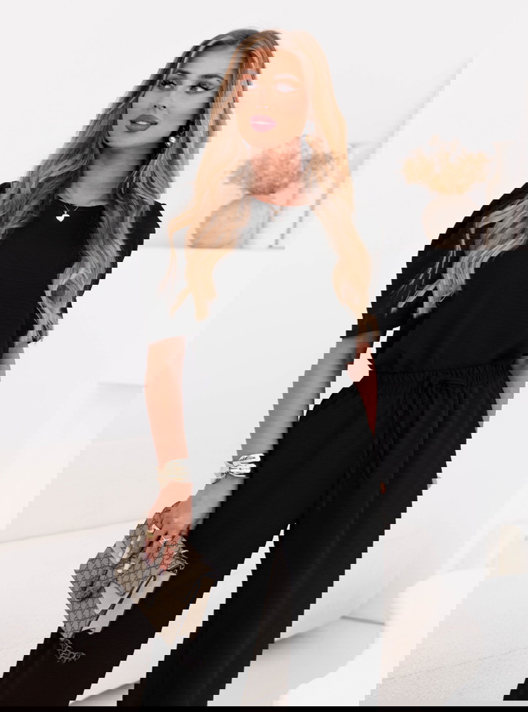 Czarny komplet bluzka i szerokie...