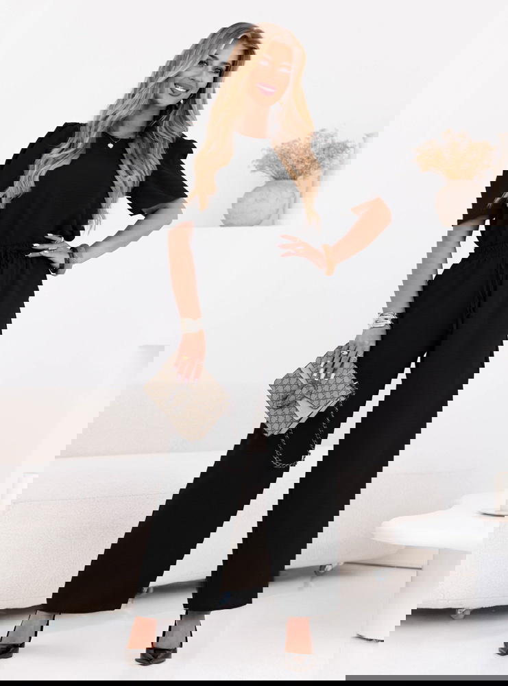 Czarny komplet bluzka i szerokie...