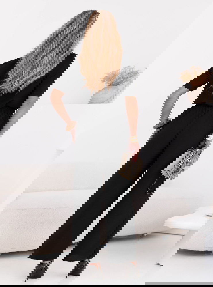 Czarny komplet bluzka i szerokie...